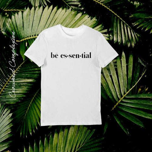 Be-Essential T-shirt (White on Black) Unisex - Crowned Complexion