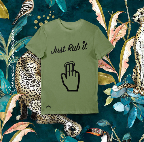 Just Rub it ! T-shirt  (Black Army) Women's - Crowned Complexion
